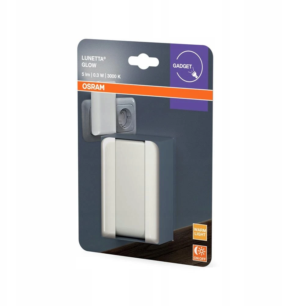 Osram 0,28W LED naktinis šviestuvas LUNETTA, baltas, 3000K, su šviesos jutikliu