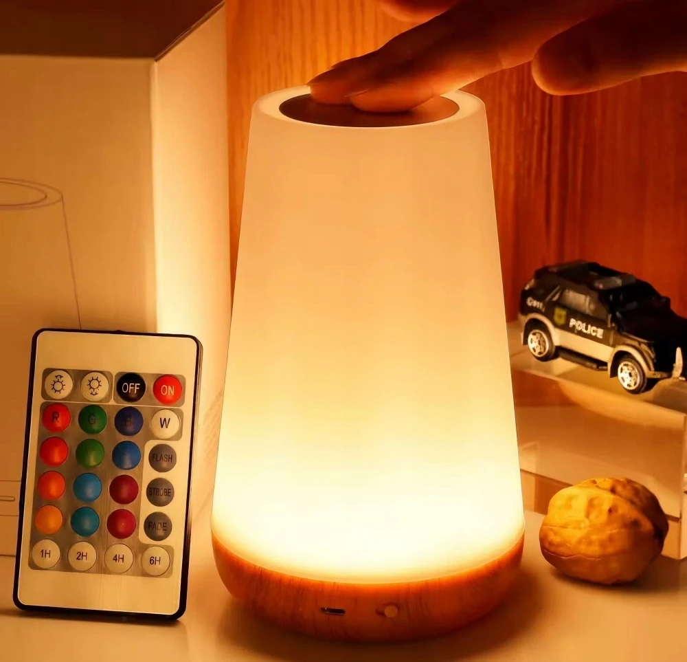 LED naktinis apšvietimas, kelių spalvų, nuotolinio valdymo pultas, jutiklinis