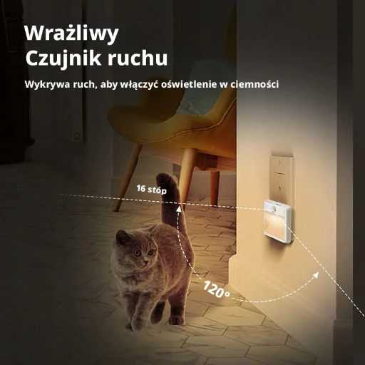 LED naktinis apšvietimas, sutemų judesio jutiklis, ryškumo reguliavimas, 3 režimai, 2 vnt