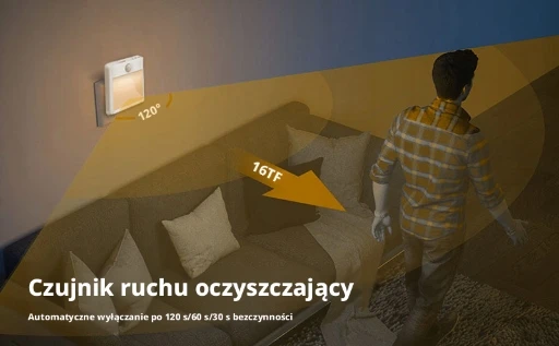 LED naktinis apšvietimas, sutemų judesio jutiklis, ryškumo reguliavimas, 3 režimai, 2 vnt