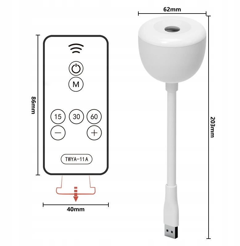 LED NAKTINIS LEMPAS MOONLIGHT PROJEKTORIUI 3 USB REŽIMAI + nuotolinio valdymo pultas 3 STAIGŲ LAIKMATIS