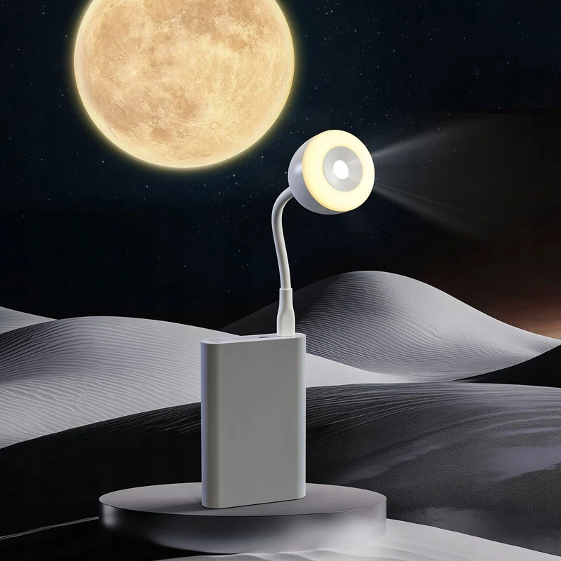 LED NAKTINIS LEMPAS MOONLIGHT PROJEKTORIUI 3 USB REŽIMAI + nuotolinio valdymo pultas 3 STAIGŲ LAIKMATIS