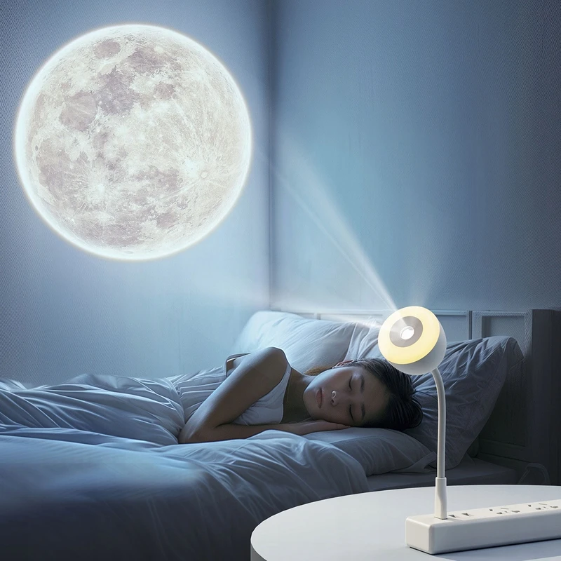 LED NAKTINIS LEMPAS MOONLIGHT PROJEKTORIUI 3 USB REŽIMAI + nuotolinio valdymo pultas 3 STAIGŲ LAIKMATIS