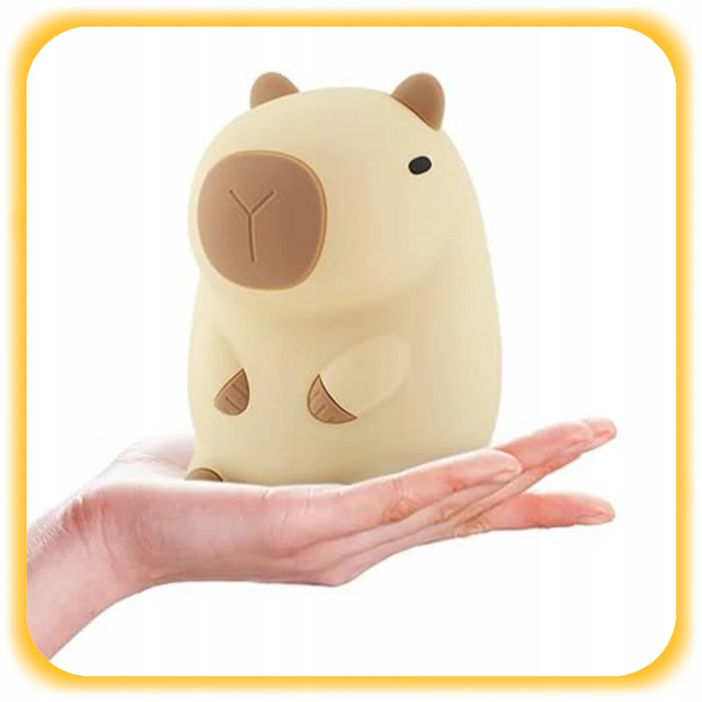 LED NAKTINIS LEMPAS VAIKAMS CAPYBARA SILICONE SOFT TOUCH USB DOVANA