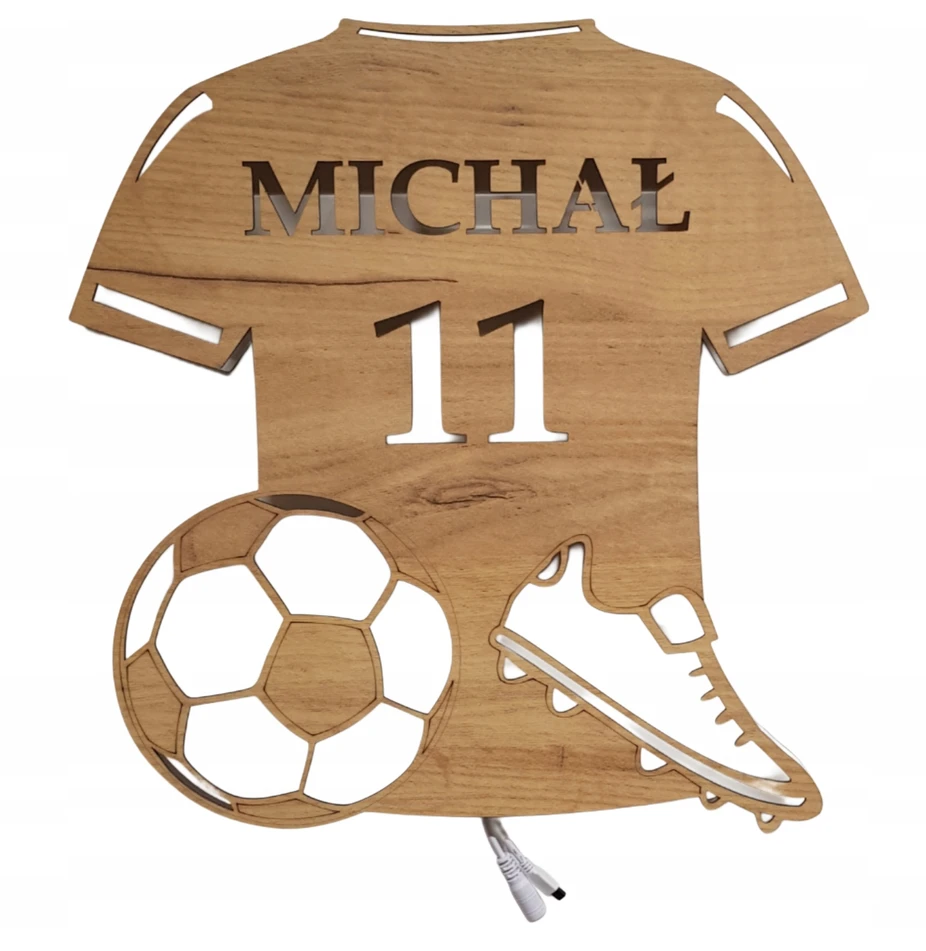 LED NIGHT LAMP Futbolo Pilot futbolo kamuolys su pavadinimo numeriu 3D marškinėliai