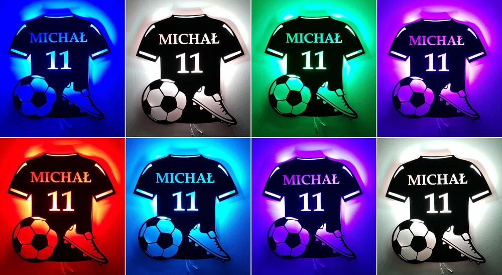 LED NIGHT LAMP Futbolo Pilot futbolo kamuolys su pavadinimo numeriu 3D marškinėliai