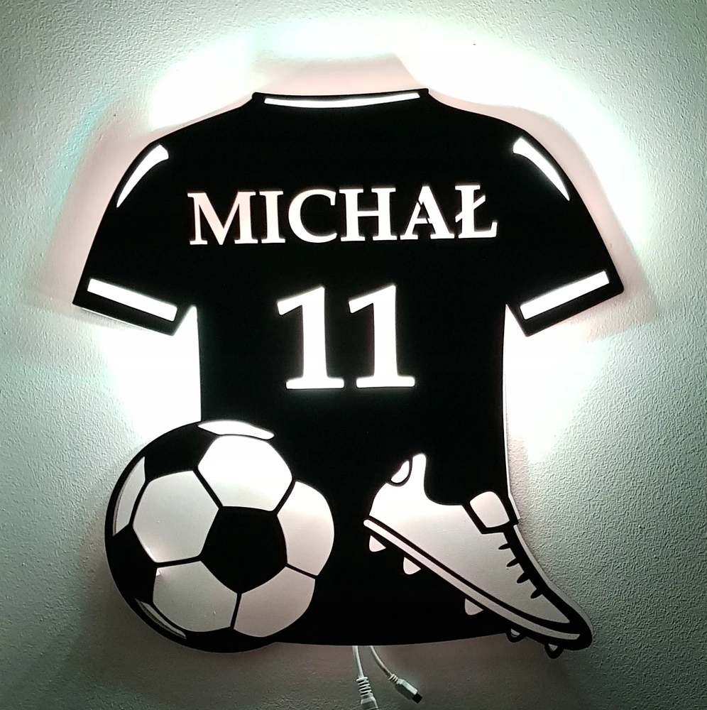 LED NIGHT LAMP Futbolo Pilot futbolo kamuolys su pavadinimo numeriu 3D marškinėliai