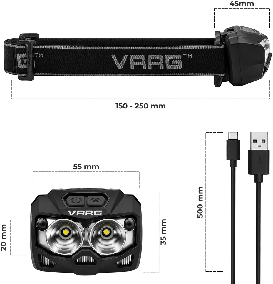 LED priekinio žibinto judesio jutiklis IP65 įkraunamas priekinis žibintas 1200mAH 3000lx