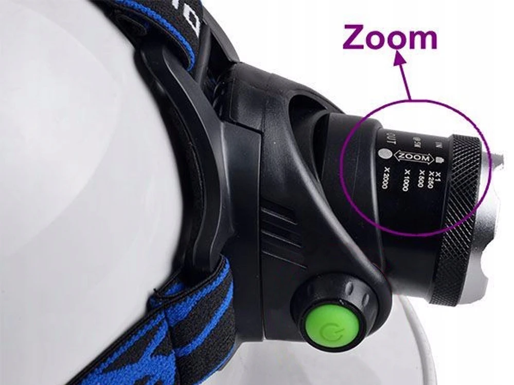 LED PRIEKINIS LEMPAS SU ZOOM BATERIJA 18650 REGULIUOJAMO KAMPO RINKINYS