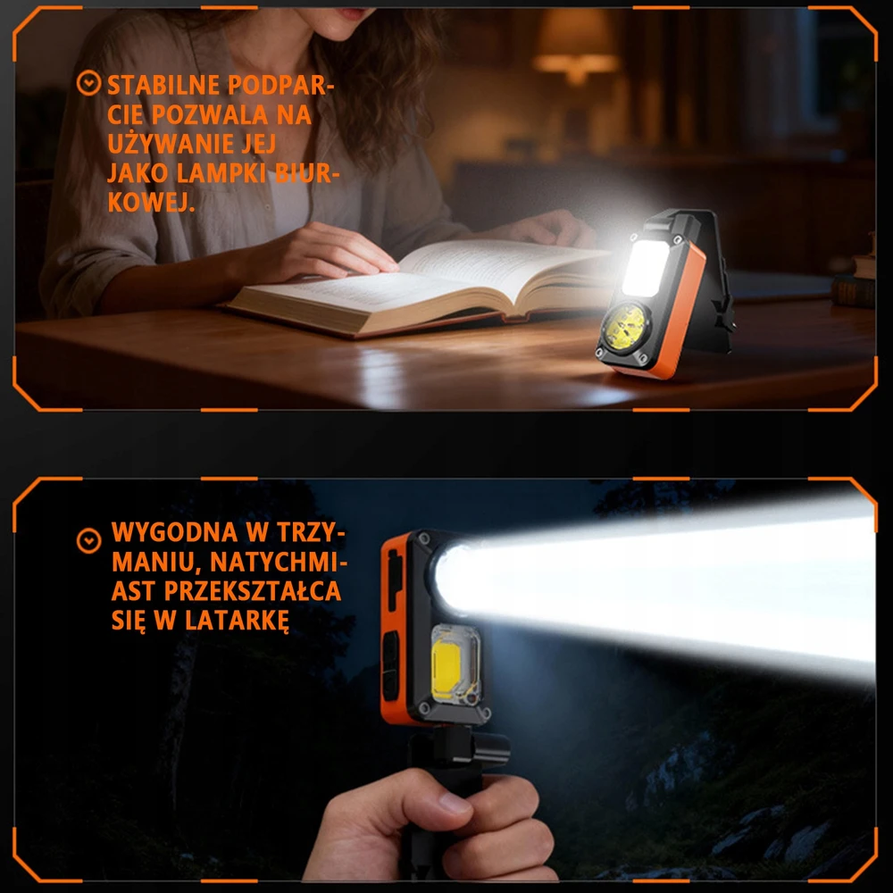 LED priekinis žibintas su judesio jutikliu, galingas, kraunamas per USB-C
