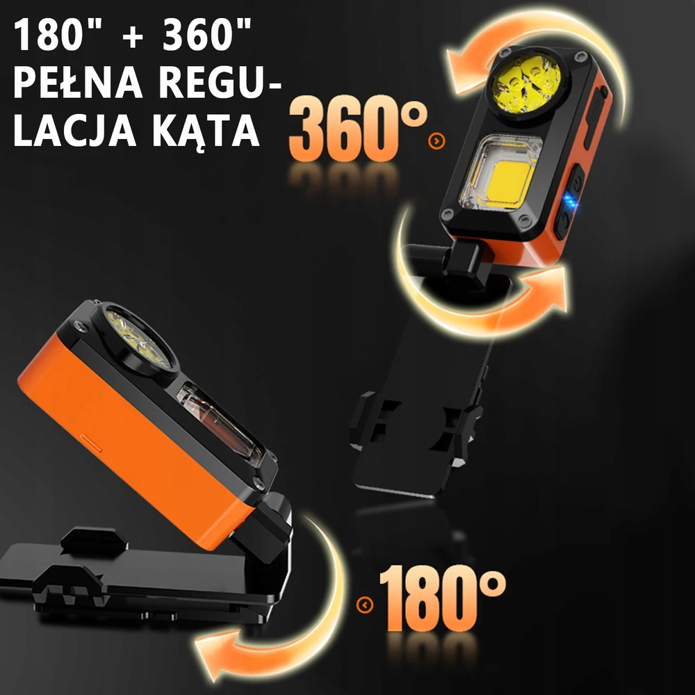 LED priekinis žibintas su judesio jutikliu, galingas, kraunamas per USB-C