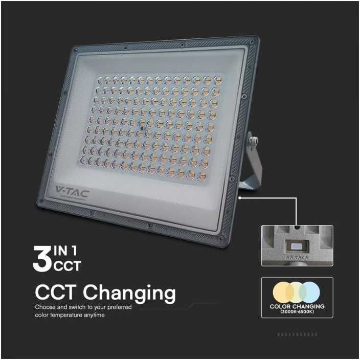V-tac 100W LED prožektorius, pilkas, 3000/4000/6500K