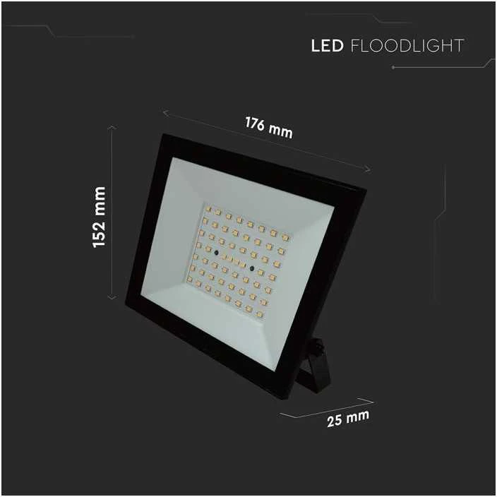 V-tac 50W LED prožektorius, juodas, 4000K