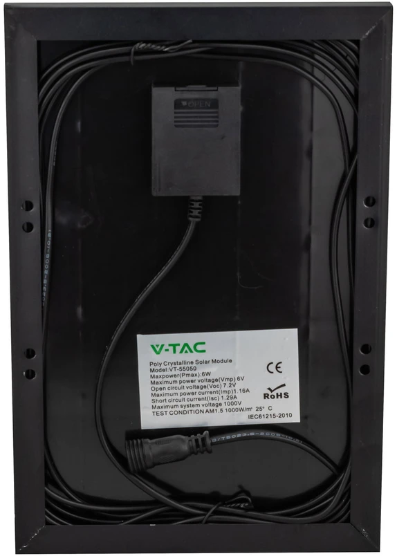 V-tac 6W LED prožektorius su saulės baterija, juodas, 4000K
