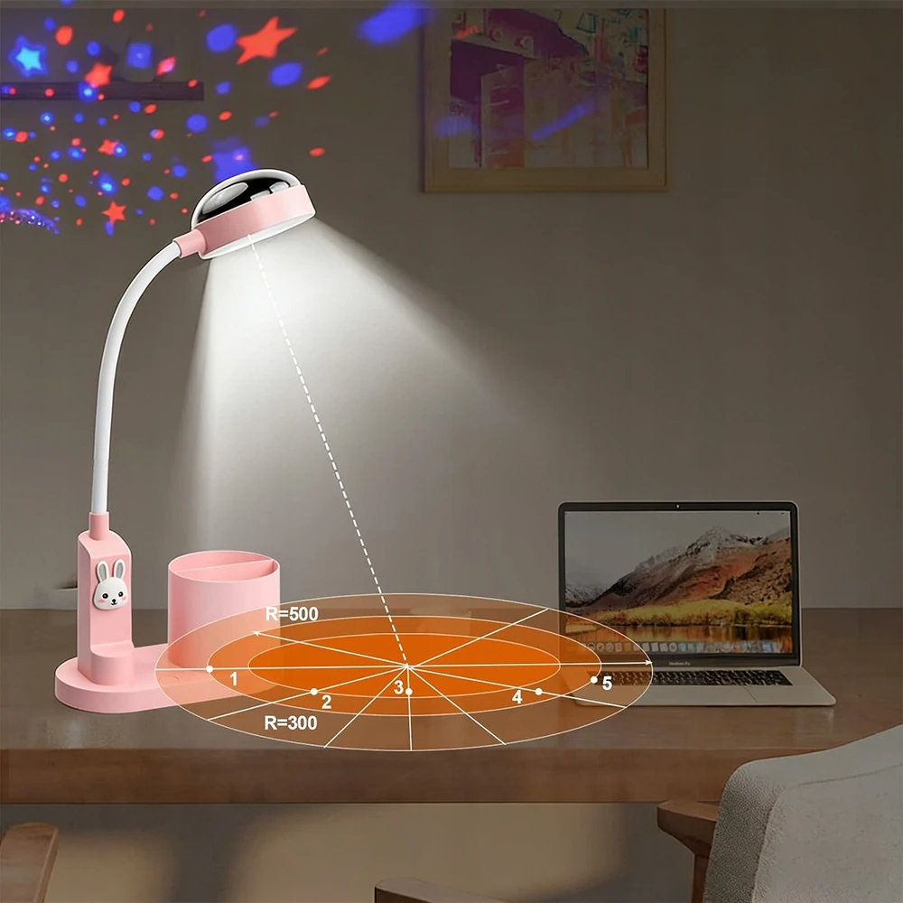 LED SKAITYMO STALINIS LAMPAS Mergaitėms, Vaikams, Rožinė naktinė lemputė