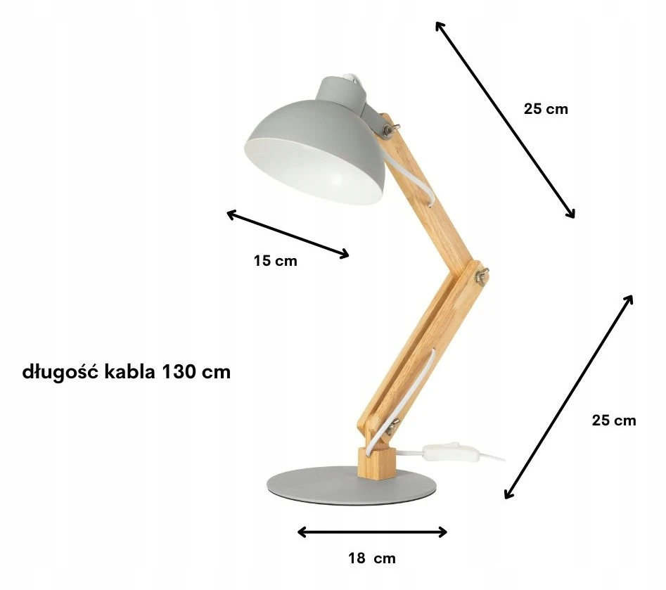 Led Stalinė lempa drewniana JUNIOR pilka