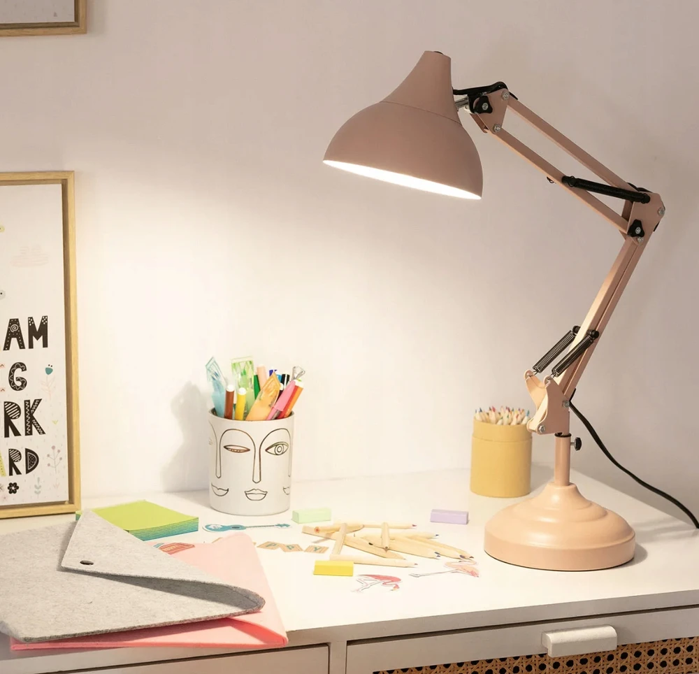 Led Stalinė lempa FLEXO metalo sp. pastelowa rožinė