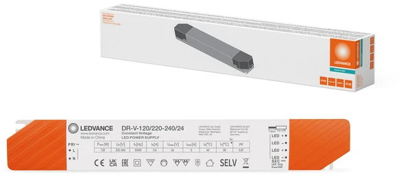 LED transformatorius LEDVANCE DR, IP20, 120 W, įėjimas AC220-240V, išėjimas DC24V