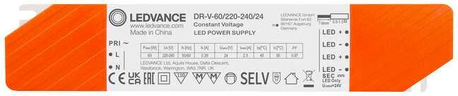 LED transformatorius LEDVANCE DR, IP20, 60 W, įėjimas AC220-240V, išėjimas DC24V