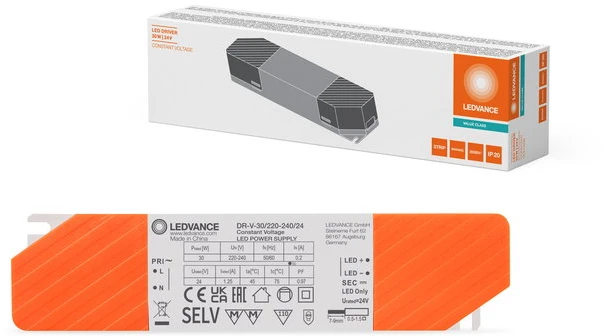 LED transformatorius LEDVANCE DR, IP20, 30 W, įėjimas AC220-240V, išėjimas DC24V