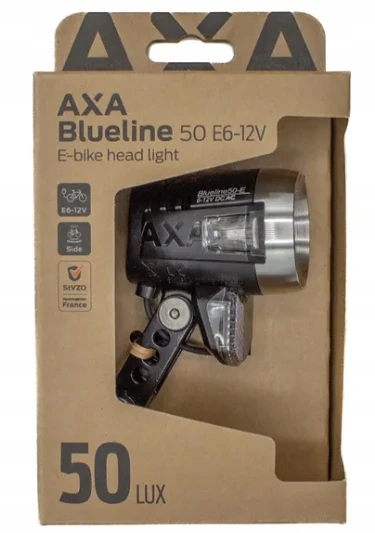 LED žibintas dviračiui - AXA - 50 lux - 70 m matomumas - Patvirtintas StVZO - Elektriniam dviračiui 6-12 V