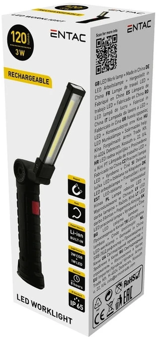 Pakraunamas žibintas Entac 3W 180° Worklight
