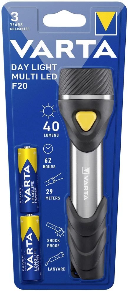 Varta Day Light Multi LED F30 Rankinis žibintuvėlis Juoda, Sidabras, Geltona