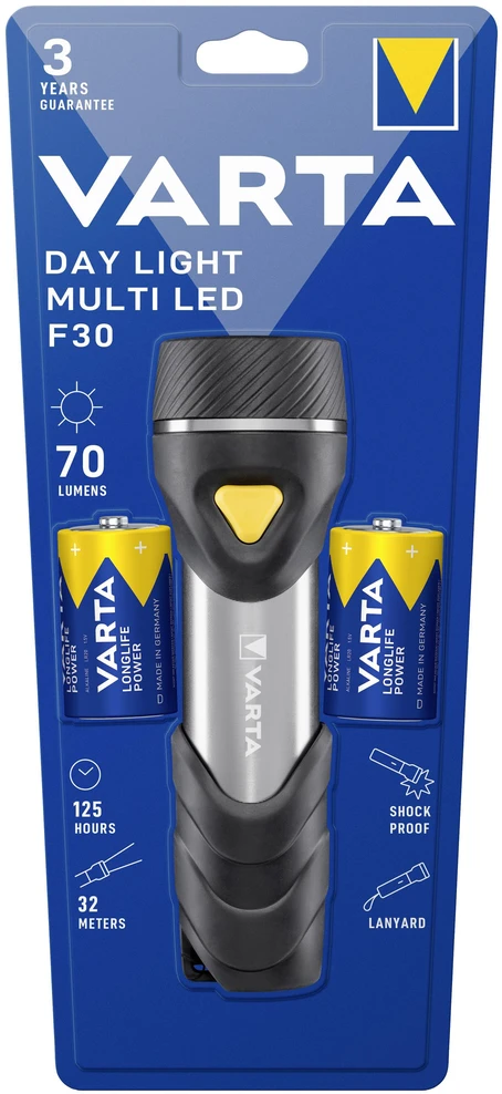 Varta Day Light Multi LED F30 Rankinis žibintuvėlis Juoda, Sidabras, Geltona
