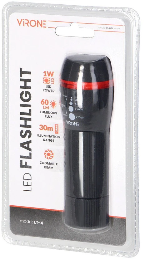 Orno LED žibintuvėlis VIRONE, 10W, 60lm, elementai 3xAAA (neįeina), juodos spalvos