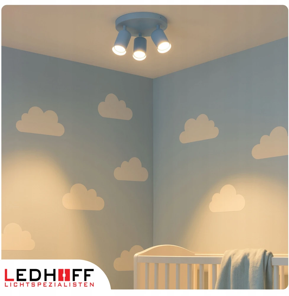 Ledhoff Lampa sufitowa okrągła mėlyna do pokoju CHŁOPCA dziecka SPOT 3x GU10