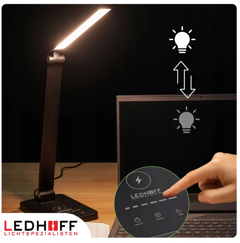 Ledhoff Lampka Biurkowa LED Nocna Na Biurko dla Dziecka + Įkroviklis INDUKCYJNA