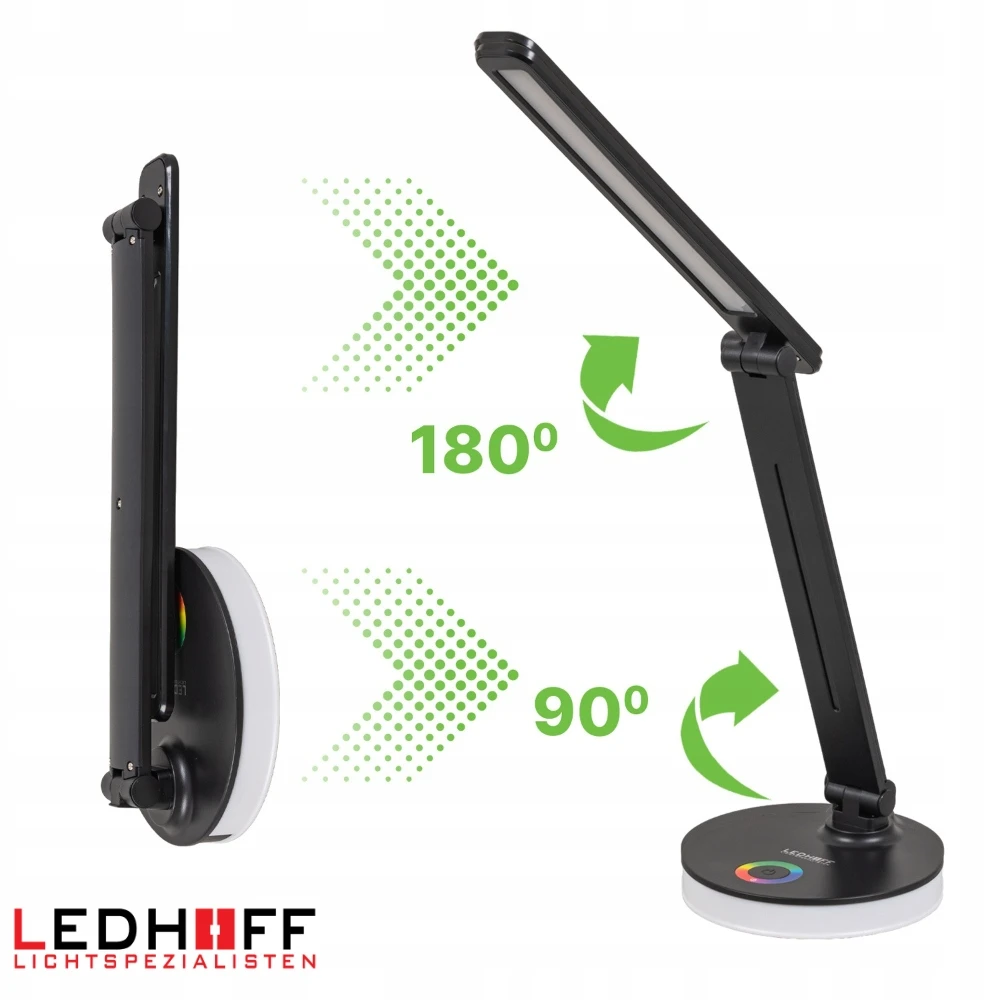 Ledhoff Lampka LED biurkowa szkolna na biurko 3 barwy Juoda nocna RGB regulowana