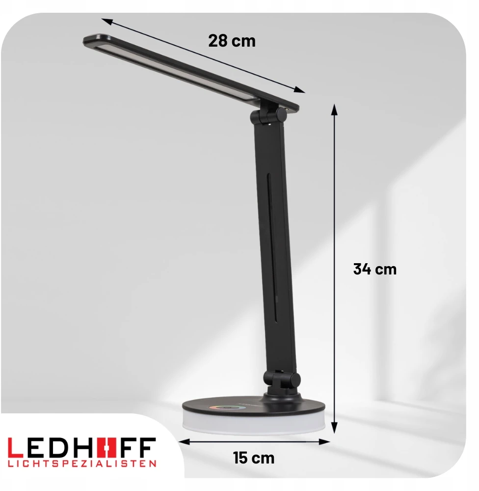 Ledhoff Lampka LED biurkowa szkolna na biurko 3 barwy Juoda nocna RGB regulowana
