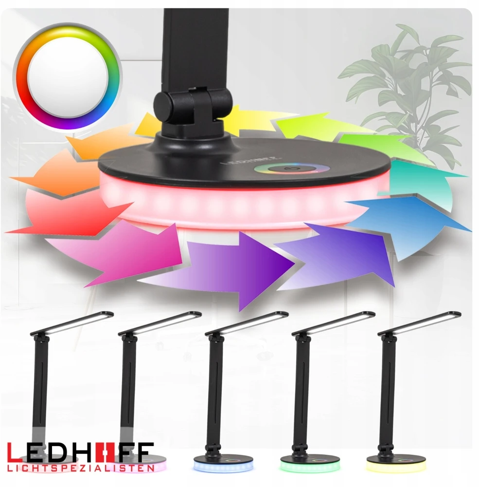 Ledhoff Lampka LED biurkowa szkolna na biurko 3 barwy Juoda nocna RGB regulowana