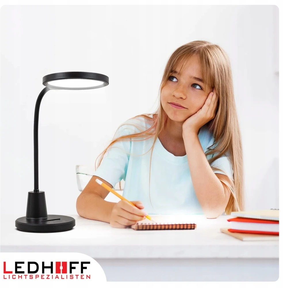 Ledhoff Lampka na biurko LED do czytania 3 barwy światła nocna biurkowa DOTYK LAMPA