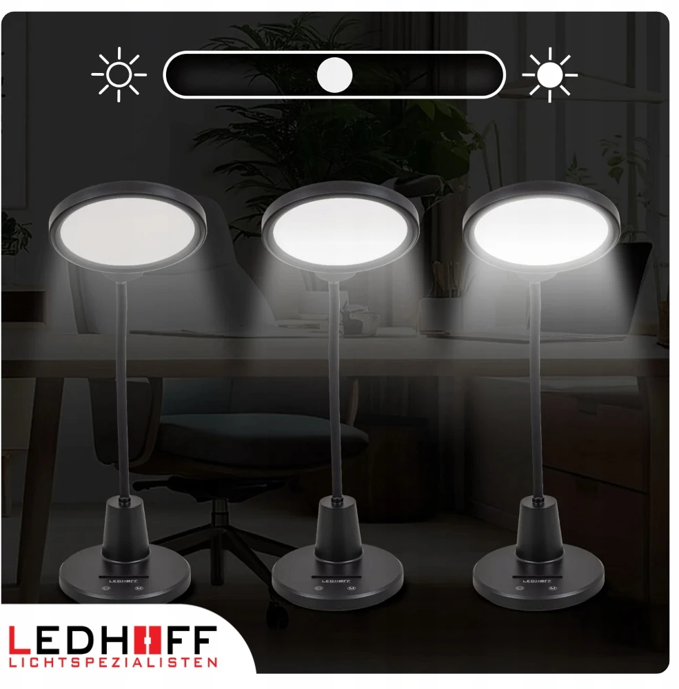 Ledhoff Lampka na biurko LED do czytania 3 barwy światła nocna biurkowa DOTYK LAMPA