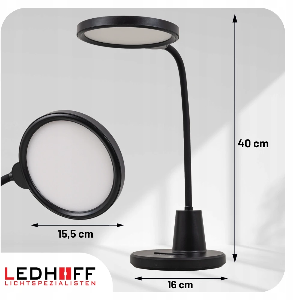 Ledhoff Lampka na biurko LED do czytania 3 barwy światła nocna biurkowa DOTYK LAMPA