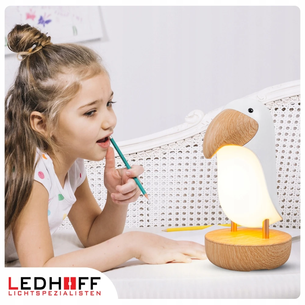Ledhoff Lampka nocna do pokoju dziecka PREZENT vaikams LED TUKAN do czytania