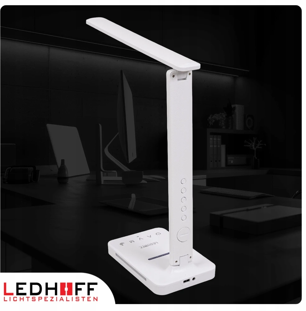 Ledhoff Stalinė lempa LED su wyświetlaczem Žadintuvas Įkroviklis do telefonu NOCNA 8w1