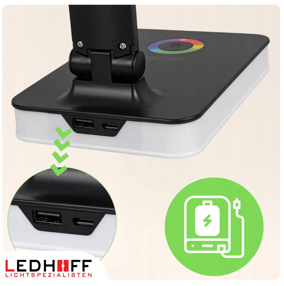 Ledhoff Stalinė lempa LED szkolna GAMING Dotykowa 3 barwy Na biurko Kolorowa USB