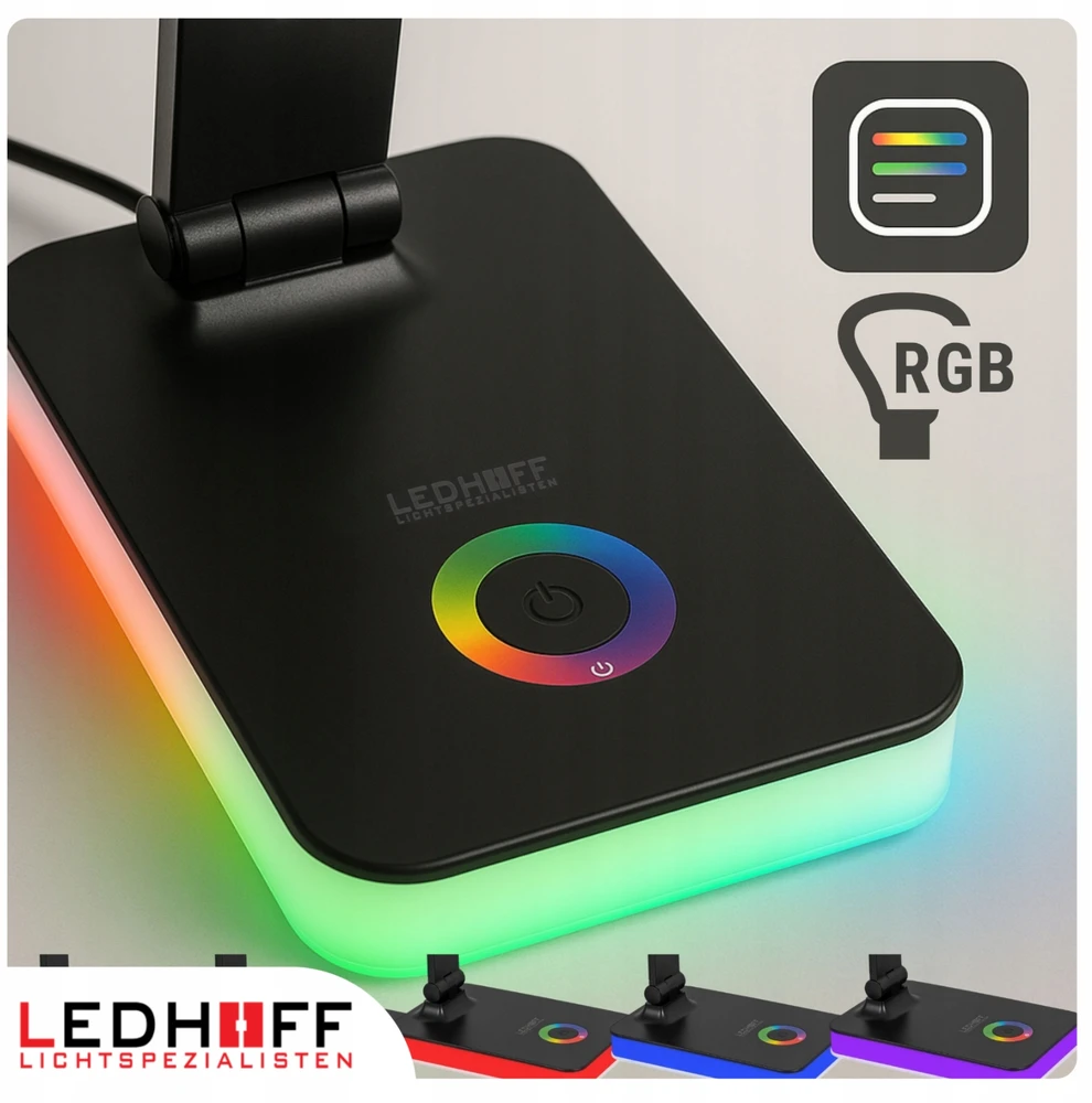 Ledhoff Stalinė lempa LED szkolna GAMING Dotykowa 3 barwy Na biurko Kolorowa USB
