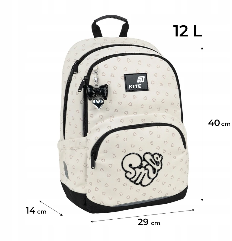 Mokyklinė kuprinė „Kite“ K26-585M-2. Baltos sp.. 29x14x40 cm