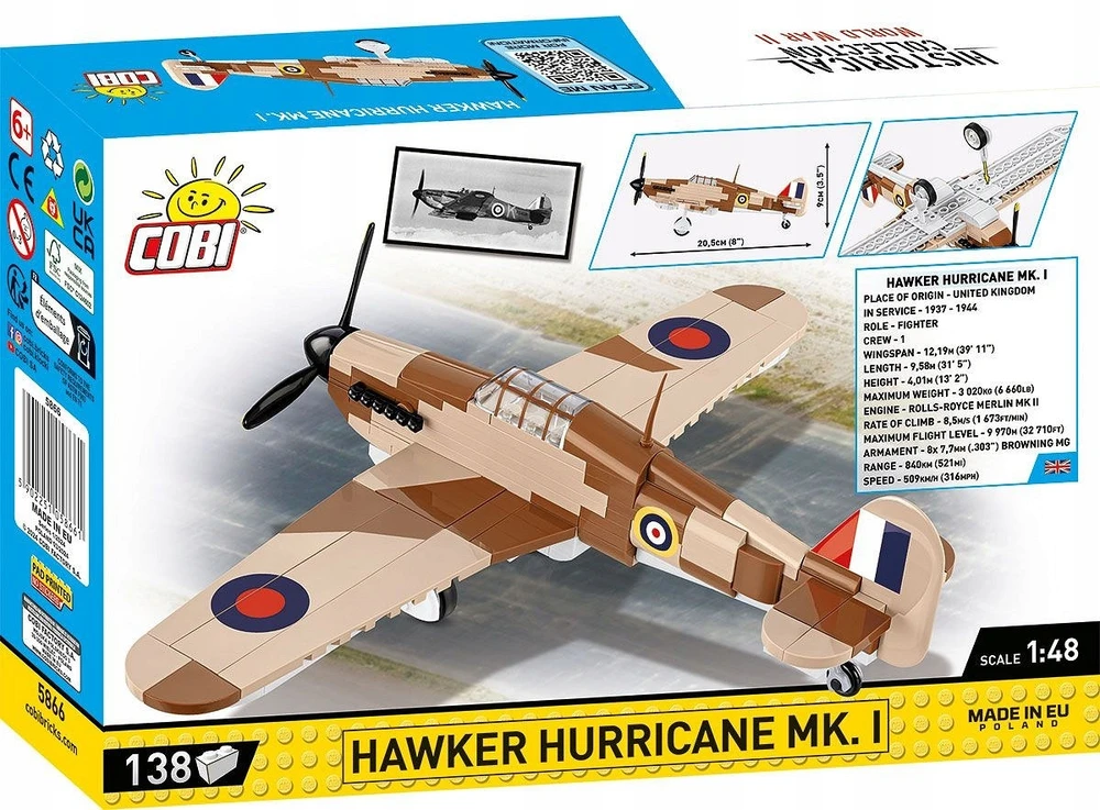 Lėktuvas - COBI - Hawker Hurricane MK.1 - Plastikas - Nuo 8 metų - Mišrus