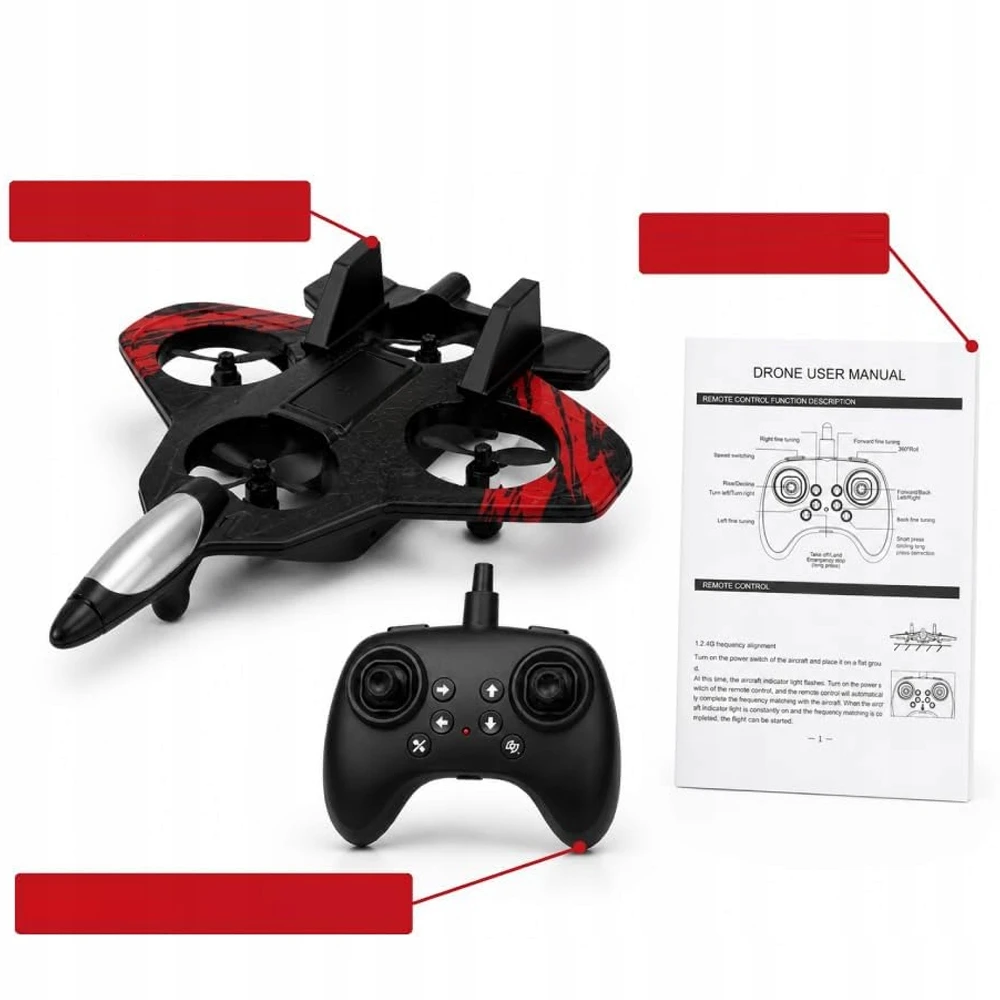 LĖKTUVO DIDELIS NUOTOLINIO KONTROLĖS NAIKINTOJAS NAUJIENA – 360° akrobatika, 2,4 GHZ, USB