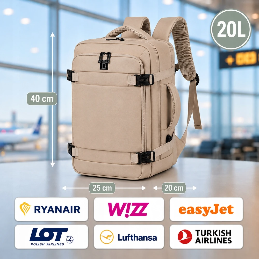 Lėktuvo kuprinė rankinis bagažas 40x25x20 Ryanair Wizz Air salonas 20L