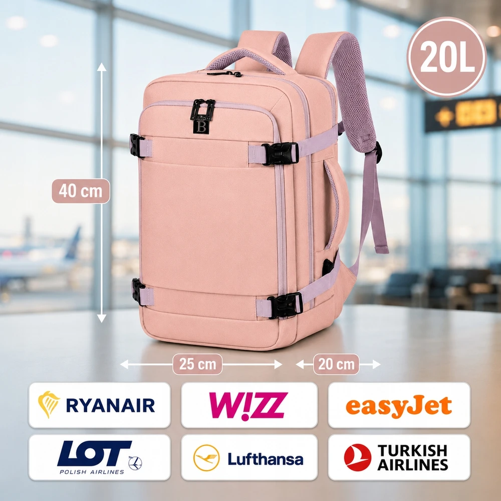 Lėktuvo kuprinė rankinis bagažas 40x25x20 Ryanair Wizz Air salonas 20L