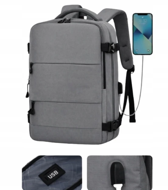 LĖKTUVO KUPRINĖ, TURISTINIS KABINIS BAGAŽAS NEŠIAMOSIAM kompiuteriui, PILKAS ATSPIRUS VANDENI