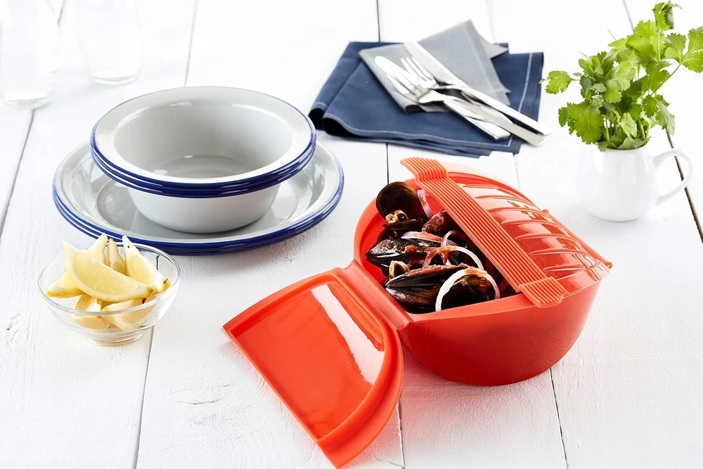 Lékué Ogya red 1l puodas mikrobangų krosnelei