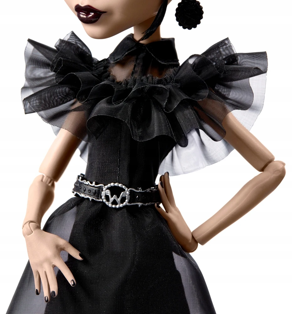 Žaislinė lelė Mattel „Monster High X Wednesday“ Trečiadienė su juoda suknele, 27 cm