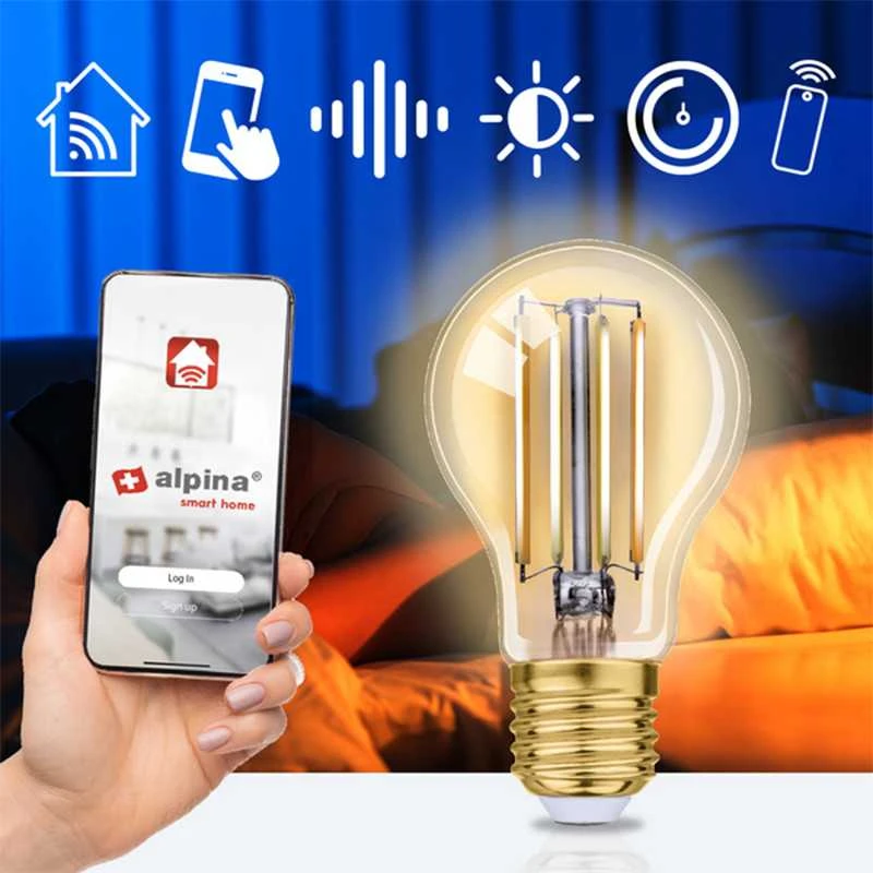 Alpina - Smart Wi-Fi bulb, E27 socket, power 4.9 W, warm baltas